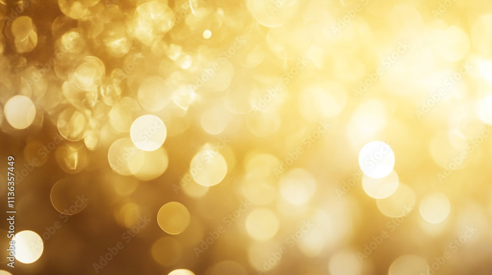 Poster golden bokeh lights create a shimmering effect in a festive atmosphere at sunset