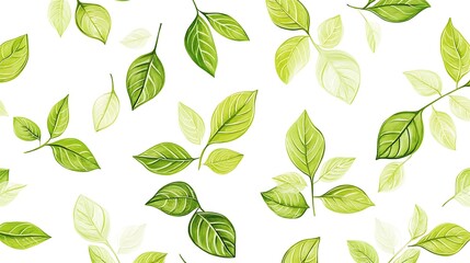 Fresh green leaves forming a seamless pattern