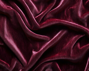 Fototapeta premium Deep burgundy velvet, subtly illuminated, showcasing luxurious texture and smooth light reflections