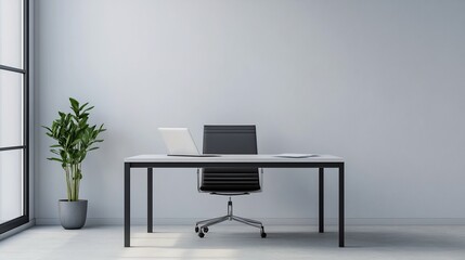 Minimalist Office Desk Setup with High-End Laptop and Documents