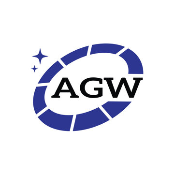 AGW Creative Circular Logo Design in Blue and Black for Corporate Branding and Technology, AGW Blue and Black Tech Logo with Circular Elements for Branding and Visual Identity, AGW LOGO, AGW vector lo