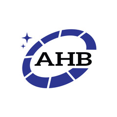 AHB Creative Circular Logo Design in Blue and Black for Corporate Branding and Technology, AHB Blue and Black Tech Logo with Circular Elements for Branding and Visual Identity, AHB LOGO, AHB vector lo