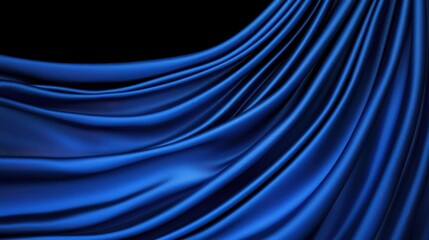 Elegant Blue Satin Fabric Drapery against a Black Background