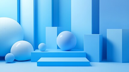 Geometric shapes in gradient shades of blue
