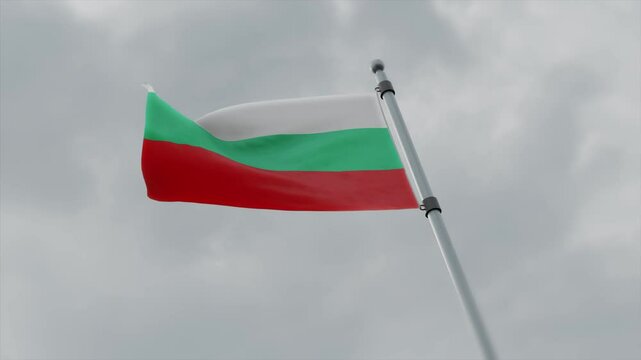 bulgaria country flag waving with pole