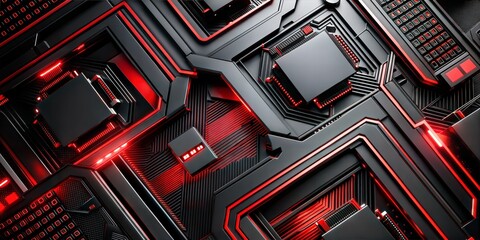 High-Tech Microchips and Neon Trails on Modern Electric Plate Design