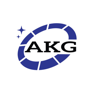 AKG Creative Circular Logo Design in Blue & Black for Corporate Branding and Technology, AKG Blue and Black Tech Logo with Circular Elements for Branding & Visual Identity, AKG LOGO, AKG vector logo,