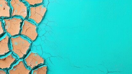 Obraz premium Cracked Earth Against Turquoise Background with Textured Detail