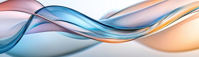 Naklejka premium A flowing abstract design featuring soft waves in shades of blue, orange, and pink, creating a serene and modern visual effect.
