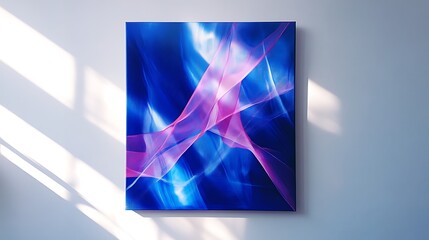 Abstract light beams on a vibrant blue canvas