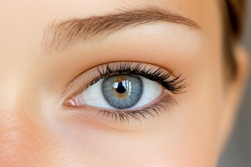 Obraz premium A striking close-up of an eye with makeup, featuring shimmering eyeshadow and bold eyeliner