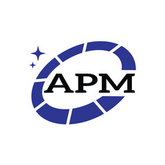 APM Creative Circular Logo Design in Blue & Black for Corporate Branding and Technology, APM Blue and Black Tech Logo with Circular Elements for Branding & Visual Identity, APM LOGO, APM vector logo,