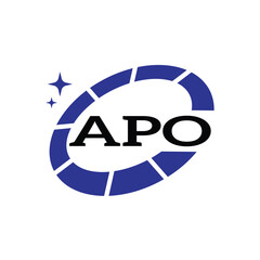 APO Creative Circular Logo Design in Blue & Black for Corporate Branding and Technology, APO Blue and Black Tech Logo with Circular Elements for Branding & Visual Identity, APO LOGO, APO vector logo,