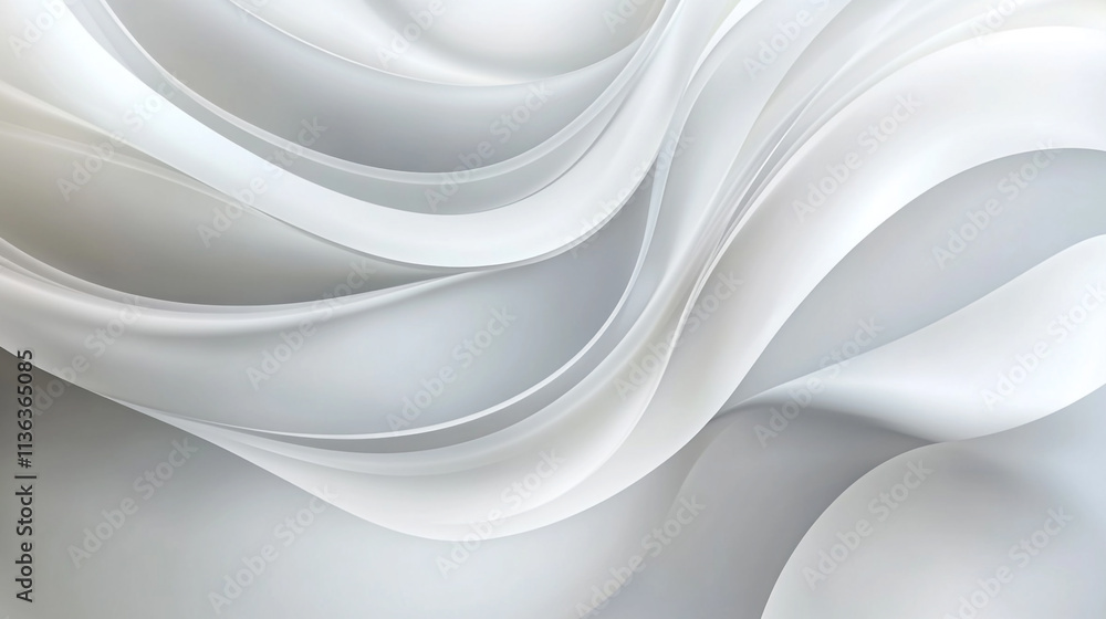 Poster soft waves of white fabric undulating gently in a serene and minimalistic setting
