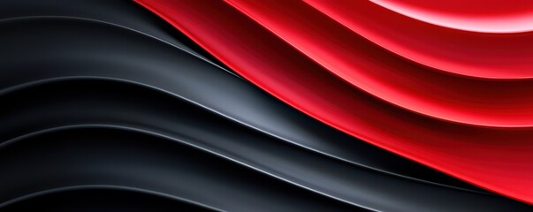 Fototapeta premium A visually striking abstract design featuring smooth, flowing waves in red and black tones.