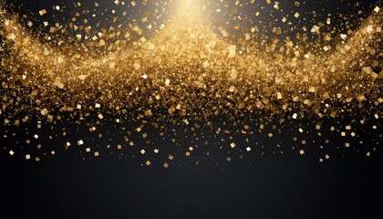 Glowing Gold Glitter with Delicate Golden Particles Clear Background