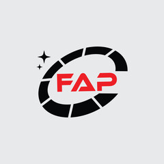 FAP Creative Circular Logo Design in Red and Black for Corporate Branding and Technology, FAP Red and Black Tech Logo with Circular Elements for Branding and Visual Identity, FAP LOGO, FAP vector logo