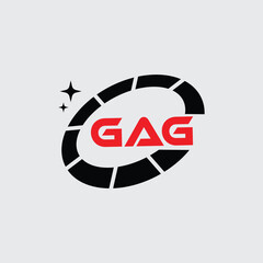 GAG Creative Circular Logo Design in Red and Black for Corporate Branding and Technology, GAG Red and Black Tech Logo with Circular Elements for Branding and Visual Identity, GAG LOGO, GAG vector logo