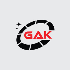 GAK Creative Circular Logo Design in Red and Black for Corporate Branding and Technology, GAK Red and Black Tech Logo with Circular Elements for Branding and Visual Identity, GAK LOGO, GAK vector logo