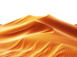 Sand dunes in the desert, isolated on a transparent background, showcasing their smooth curves and natural texture, perfect for nature, landscape, or travel-themed designs.