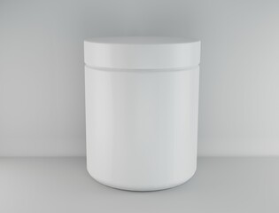 White jar for packaging design on white background isolated 3d render
