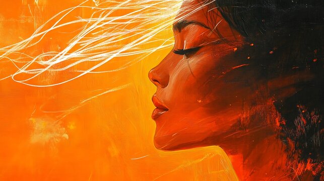 Bright orange with dynamic light streaks