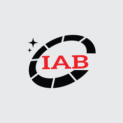 IAB Creative Circular Logo Design in Red and Black for Corporate Branding and Technology, IAB Red and Black Tech Logo with Circular Elements for Branding and Visual Identity, IAB LOGO, IAB vector logo