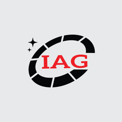 IAG Creative Circular Logo Design in Red and Black for Corporate Branding and Technology, IAG Red and Black Tech Logo with Circular Elements for Branding and Visual Identity, IAG LOGO, IAG vector logo