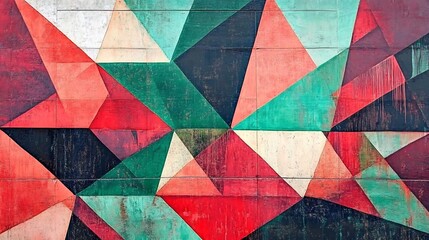 Red and green geometric shapes overlapping