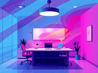 modern office room with furniture