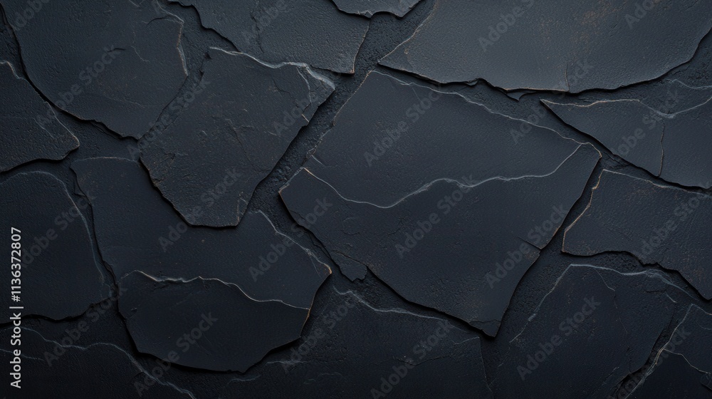 Poster dark slate texture with randomly arranged broken stone pieces