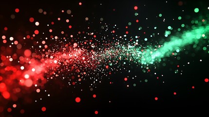 Abstract red and green spark patterns on a black background