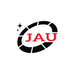 JAU Creative Circular Logo Design in Red and Black for Corporate Branding and Technology, JAU Red and Black Tech Logo with Circular Elements for Branding and Visual Identity, JAU LOGO, JAU vector logo