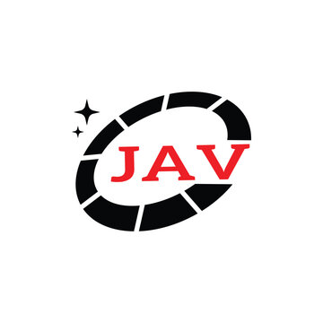 JAV Creative Circular Logo Design in Red and Black for Corporate Branding and Technology, JAV Red and Black Tech Logo with Circular Elements for Branding and Visual Identity, JAV LOGO, JAV vector logo