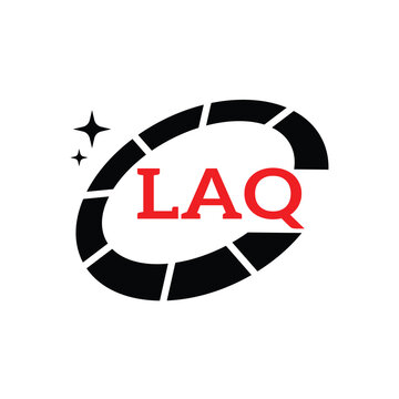 LAQ Creative Circular Logo Design in Red and Black for Corporate Branding and Technology, LAQ Red and Black Tech Logo with Circular Elements for Branding and Visual Identity, LAQ LOGO, LAQ vector logo