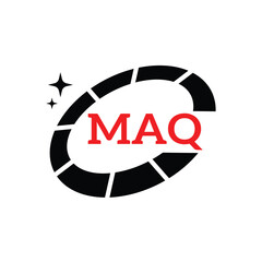 MAQ Creative Circular Logo Design in Red and Black for Corporate Branding and Technology, MAQ Red and Black Tech Logo with Circular Elements for Branding and Visual Identity, MAQ LOGO, MAQ vector logo