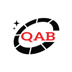 QAB Creative Circular Logo Design in Red and Black for Corporate Branding and Technology, QAB Red and Black Tech Logo with Circular Elements for Branding and Visual Identity, QAB LOGO, QAB vector logo