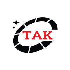 TAK Creative Circular Logo Design in Red and Black for Corporate Branding and Technology, TAK Red and Black Tech Logo with Circular Elements for Branding and Visual Identity, TAK LOGO, TAK vector logo