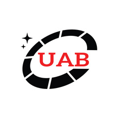 UAB Creative Circular Logo Design in Red and Black for Corporate Branding and Technology, UAB Red and Black Tech Logo with Circular Elements for Branding and Visual Identity, UAB LOGO, UAB vector logo