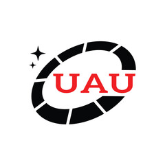 UAU Creative Circular Logo Design in Red and Black for Corporate Branding and Technology, UAU Red and Black Tech Logo with Circular Elements for Branding and Visual Identity, UAU LOGO, UAU vector logo