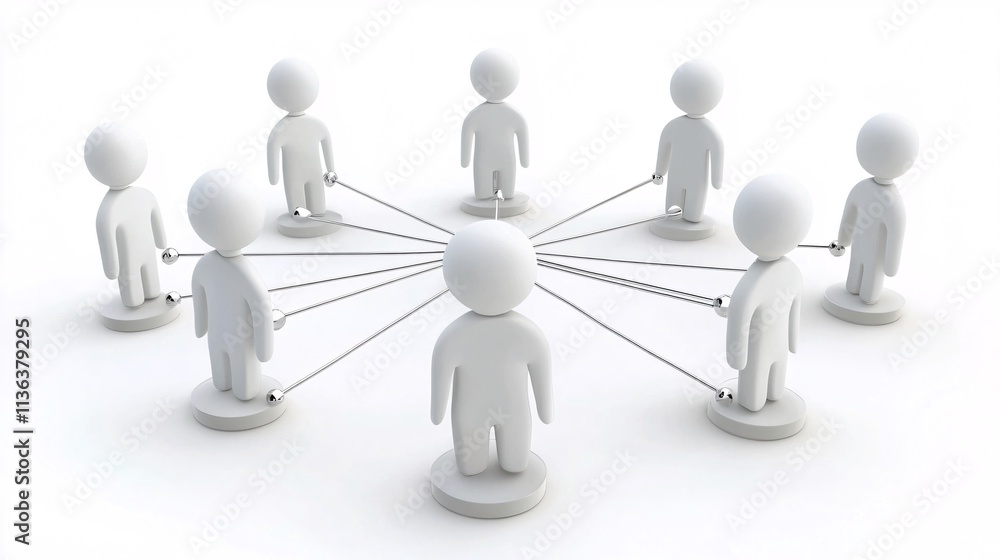 Poster people connecting through a network sharing information and resources
