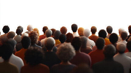 Obraz premium A diverse group of people gathered together, facing bright light or stage, creating sense of anticipation and unity. scene captures moment of collective focus and engagement