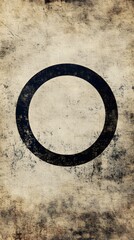 A circular symbol on a textured, aged background, suggesting simplicity or minimalism.