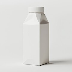A single carton of soy milk designed in 3D, positioned diagonally on a completely white field