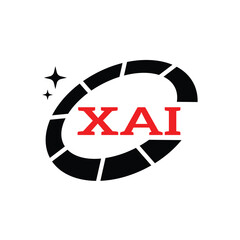 XAI Creative Circular Logo Design in Red and Black for Corporate Branding and Technology, XAI Red and Black Tech Logo with Circular Elements for Branding and Visual Identity, XAI LOGO, XAI vector logo