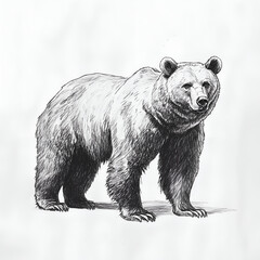 Pencil drawing of a bear on white background
