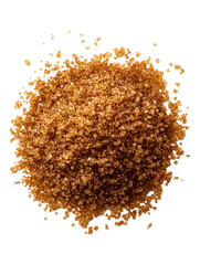 A pile of brown sugar pieces, isolated on a transparent background, emphasizing the details of the sugar crystals, perfect for food, culinary, or ingredient-themed designs.