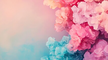 Fototapeta premium A soft blend of pink and blue flowers creates a dreamy, colorful background, evoking feelings of tranquility and beauty.