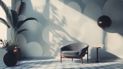 Pastel gray backdrop with minimalistic patterns