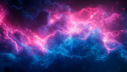 Fototapeta premium Magenta and cyan colors erupt with neon glows, forming a dazzling, vivid background full of energy